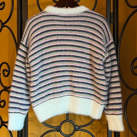 FOREVER 21 Fuzzy Striped Floral Graphic Sweater - Picture 8 of 16